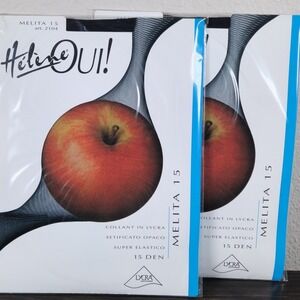 Lot 2- Made Italy Melita Art 2104 Heline OUI Black Sheer Tights 15 Denier Sz IV